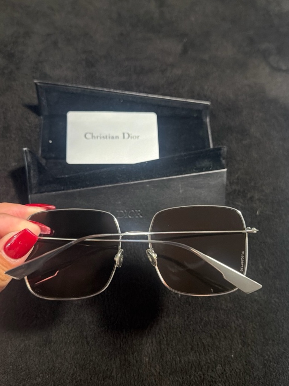 Dior Silver Frame Sunglasses with Black Lenses